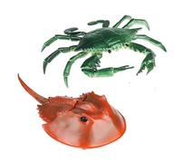 AENIMELY Crab and Horseshoe Crab Figurines - 2pcs Realistic Ocean Sea Creature Animals for Kids - Educational Animal Toys for Education, Cake Toppers, Birthday Party Decorations, Aquarium Play Gift