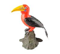 AENIMELY Realistic Orange-Red Toucan Bird Figurine - Standing Tropical Bird Model for Kids, Fairy Garden, Bonsai Pot Decor & Home Display Ornament