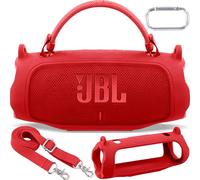 Aenllosi for JBL Charge 6 Bluetooth Speaker Silicone Case,Travel Carrying Cover with Shoulder Strap and Carabiner,Case Only,Not Included Speaker(Red)