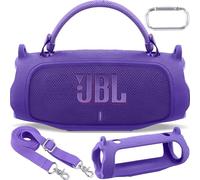 Aenllosi for JBL Charge 6 Bluetooth Speaker Silicone Case,Travel Carrying Cover with Shoulder Strap and Carabiner,Case Only,Not Included Speaker (Purple)