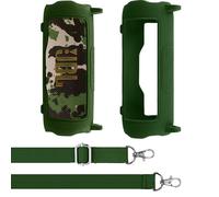 Aenllosi for JBL Flip 7 Bluetooth Speaker Silicone Case,Travel Carrying Cover with Shoulder Strap,Case Only,Not Included Speaker(Military Green)