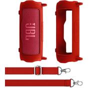 Aenllosi for JBL Flip 7 Bluetooth Speaker Silicone Case,Travel Carrying Cover with Shoulder Strap,Case Only,Not Included Speaker(Red)