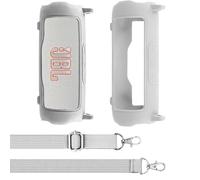 Aenllosi for JBL Flip 7 Bluetooth Speaker Silicone Case,Travel Carrying Cover with Shoulder Strap,Case Only,Not Included Speaker(White)