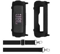 Aenllosi for JBL Flip 7 Bluetooth Speaker Silicone Case,Travel Carrying Cover with Shoulder Strap,Case Only,Not Included Speaker(Black)