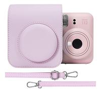 Aenllosi PU Leather Protective Case for Fujifilm Instax Mini 12/11 Instant Film Camera Travel Case,with Pocket and Adjustable Shoulder Strap, Only Case (Blossom Pink)