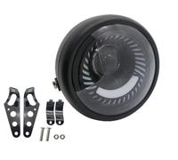 Aenmcs Headlight Kit Universal Motorcycle Headlamp Cafe Racer Bobber 6.5 Inch H4 Led Headlight Spiral Side Mount Bracket Parts(Headlamp and bracket)