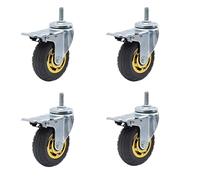 Aenmezen 3Inch,4 Inch,5Inch Silent Rubber Caster Wheels Load 460lbs Set of 4 Threaded M12*30 Swivel Stem Caster Wheels with Brake for Furniture/Cart(With brake,4inch)