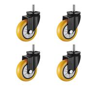 Aenmezen 4 Pack M12*30mm Stem Caster Wheels, 360 Degree Rotatable with Brake, 3/4/5 Inch Noise Free PU Wheels Load 730lbs, for Indoor Furniture/Carts(Swivel,5inch)