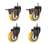 Aenmezen 4 Pack M12*30mm Stem Caster Wheels, 360 Degree Rotatable with Brake, 3/4/5 Inch Noise Free PU Wheels Load 730lbs, for Indoor Furniture/Carts(2swivel+2with brake,4inch)