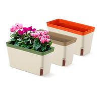 Aenmido 3 Pack Self Watering Plant Pots,27CM Windowsill Herb Planter Box, Plastic Flower Pots for Indoor Outdoor,Modern Decorative Planter Pot with Water Level Window and Drainage Hole Hidden Tray