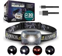 AENNON Rechargeable Head Horch - 220 Lumens, 150m Vision, 30 Hour Battery - Waterproof LED Head Torch Battery Powered - Best for Camping, Running, Hiking