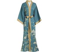 Aensso Women's Long Soft Lightweight Silk Kimono Robes, Starry Night, One Size