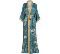 Aensso Women's Long Soft Lightweight Silk Kimono Robes, Starry Night, One Size