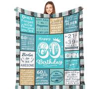 Aeoauter 60th Birthday Gifts for Women Men Personalised Throw 150 x 130 cm | 60 Year Old Birthday Blanket Decorations Gift for Woman Man, Turning 60 Flannel Presents for Her Mum Wife Sister Grandma