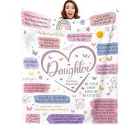 Aeoauter Daughter Blanket Gifts from Mum Dad 150 x 130 cm | Personalised Fluffy Flannel Birthday Gift to My Daughters as Sofa/Bed Throw Blanket, Gift for Her Graduation Christmas Wedding