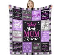 Aeoauter for Mum from Daughter Son - Best Mum Ever Purple Flannel Blanket 60"x50" - Soft Personalised Throw for Sofa Bed - Birthday Presents for Mummy - Cozy Warm Women Mum Gift
