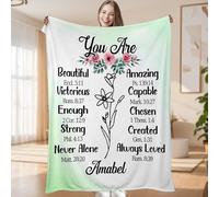 Aeoauter Personalised Christening Blanket - Custom Name Gift Throw for Women, Godparents, Baby & Family Baptism, Green