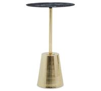 aeolia black marble effect top side table with gold metal base