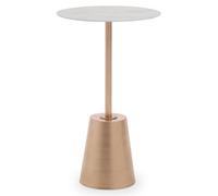 aeolia white marble effect top side table with gold metal base