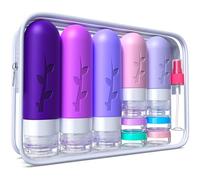 Aeomni 19 Pack Travel Size Toiletries Containers, Silicone TSA Approved, Leak Proof, Refillable, Violet, 3oz/90ml, 2oz/60ml, 1oz/30ml, 0.34oz/10ml, Travel Bottles
