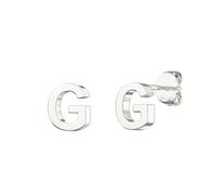Aeon Alphabet Initial Earrings - G | Plain 925 Sterling Silver Studs | 5.5 x 5.1mm | Polishing Cloth & Gift Box | Gifts for Birthdays