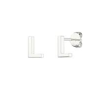 Aeon Alphabet Initial Earrings - L | Plain 925 Sterling Silver Studs | 5.5 x 3.8mm | Polishing Cloth & Gift Box | Gifts for Birthdays