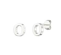 Aeon Alphabet Initial Earrings - O | Plain 925 Sterling Silver Studs | 5.5 x 5.2mm | Polishing Cloth & Gift Box | Gifts for Birthdays