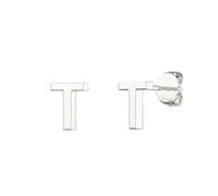 Aeon Alphabet Initial Earrings - T | Plain 925 Sterling Silver Studs | 5.5 x 4.3mm | Polishing Cloth & Gift Box | Gifts for Birthdays