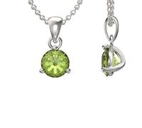 Aeon Birthstone Necklace - August Green Peridot | 925 Sterling Silver & Cubic Zirconia | Polishing Cloth Included | Jewellery Gifts