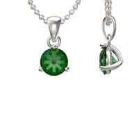 Aeon Birthstone Necklace - May Green Emerald | 925 Sterling Silver & Cubic Zirconia | Polishing Cloth Included | Jewellery Gifts