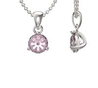 Aeon Birthstone Necklace - October Pink Tourmaline | 925 Sterling Silver & Cubic Zirconia| Polishing Cloth Included | Jewellery Gifts