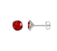 Aeon Birthstone Stud Earrings | 925 Sterling Silver & Swarovski Crystal | Polishing Cloth Included | Bezel Set Stone…
