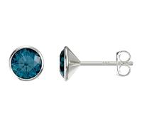 Aeon Birthstone Stud Earrings | 925 Sterling Silver & Swarovski Crystal | Polishing Cloth Included | Bezel Set Stone…