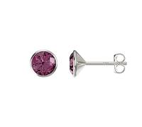 Aeon Birthstone Stud Earrings | 925 Sterling Silver & Swarovski Crystal | Polishing Cloth Included | Bezel Set Stone…