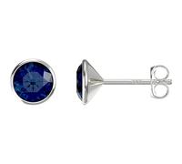 Aeon Birthstone Stud Earrings | 925 Sterling Silver & Swarovski Crystal | Polishing Cloth Included | Bezel Set Stone…