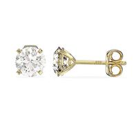 Aeon Birthstone Stud Earrings - April Clear White | 9ct Yellow Gold & Cubic Zirconia Diamond | Polishing Cloth Included | 4 Pronged Stone