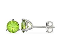 Aeon Birthstone Stud Earrings - August Green Peridot | 925 Sterling Silver & Cubic Zirconia | Polishing Cloth Included | One Pair