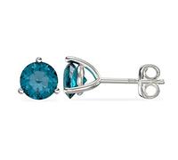 Aeon Birthstone Stud Earrings - December Blue Topaz | 925 Sterling Silver & Cubic Zirconia | Polishing Cloth Included | One Pair