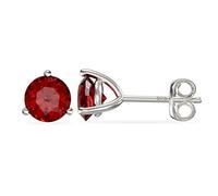 Aeon Birthstone Stud Earrings - January Red Garnet | 925 Sterling Silver & Cubic Zirconia | One Pair