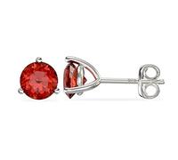 Aeon Birthstone Stud Earrings - July Red Ruby | 925 Sterling Silver & Cubic Zirconia | Polishing Cloth Included | One Pair