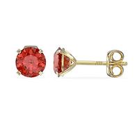 Aeon Birthstone Stud Earrings - July Red Ruby | 9ct Yellow Gold & Cubic Zirconia Diamond | Polishing Cloth Included | 4 Pronged Stone
