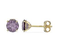 Aeon Birthstone Stud Earrings - June Light Amethyst | 9ct Yellow Gold & Cubic Zirconia Diamond | Polishing Cloth Included
