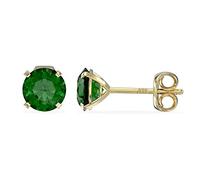 Aeon Birthstone Stud Earrings - May Green Emerald | 9ct Yellow Gold & Cubic Zirconia Diamond | Polishing Cloth Included