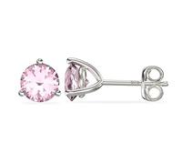 Aeon Birthstone Stud Earrings - October Pink Tourmaline | 925 Sterling Silver & Cubic Zirconia| Polishing Cloth Included | One Pair