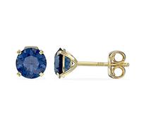 Aeon Birthstone Stud Earrings - September Sapphire | 9ct Yellow Gold & Cubic Zirconia Diamond | Polishing Cloth Included