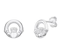 Aeon Claddagh Earrings - Irish Celtic Jewellery | 925 Sterling Silver | Gift Box & Polishing Cloth Included (Silver)