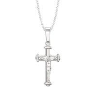 Aeon Crucifix Cross Necklace - 925 Sterling Silver | Adjustable 16-18 Inch Chain | Polishing Cloth Included | Gifts for Religious Occasions (Modern)