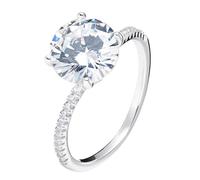 Aeon Engagement, Solitaire & Marriage Rings | Round Brilliant Cut Ring with a White Cubic Zirconia Hidden Halo | Size J