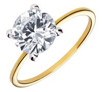 Aeon Engagement, Solitaire & Marriage Rings | Round Brilliant Cut White Cubic Zirconia 18ct Gold Plated Ring | Size R