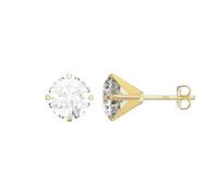 Aeon Gold Stud Earrings - 9 Carat Yellow Gold with Cubic Zirconia Diamond | 10mm Claw Set Round Stone |Gift Box & Polishing Cloth Included